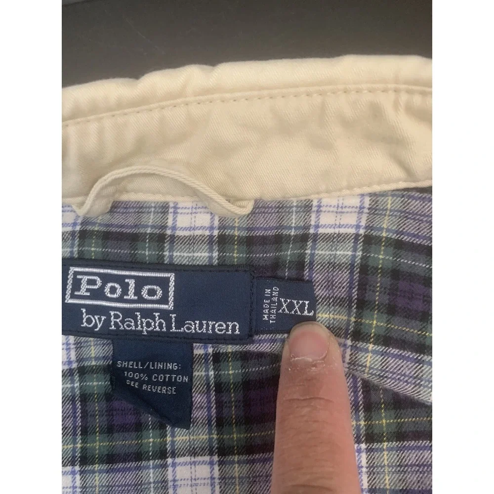 Polo Ralph Lauren Golf Plaid Lined Zip Up Jacket Men's Large Beige 2XL
